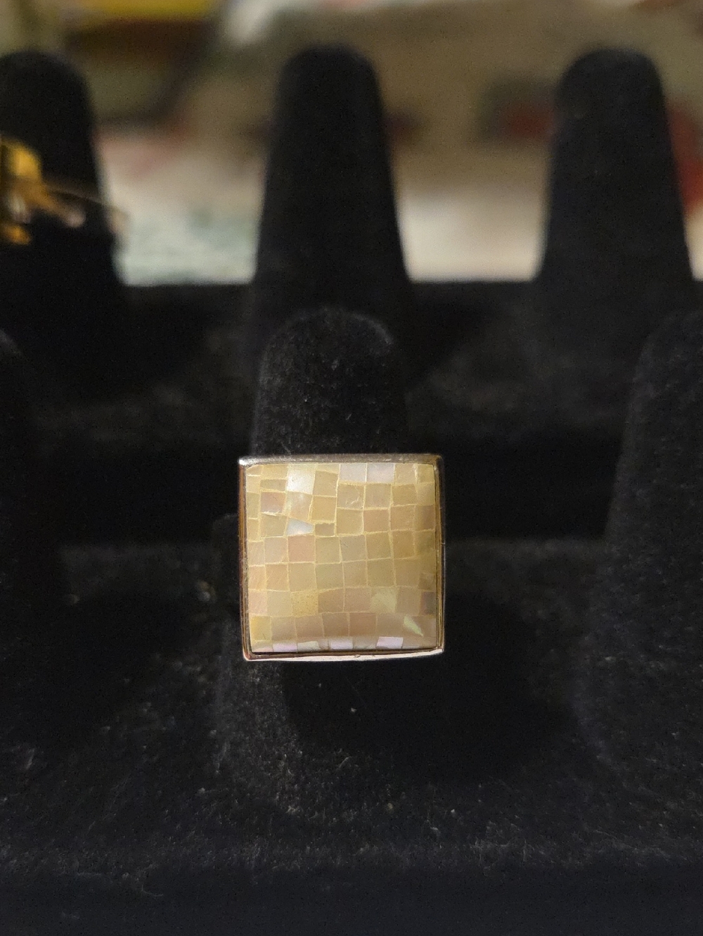 Park Lane Square Mother-of-Pearl Mosaic Ring